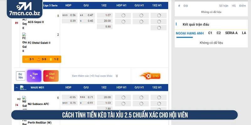 Cách tính tiền kèo tài xỉu 2.5 chuẩn xác cho hội viên